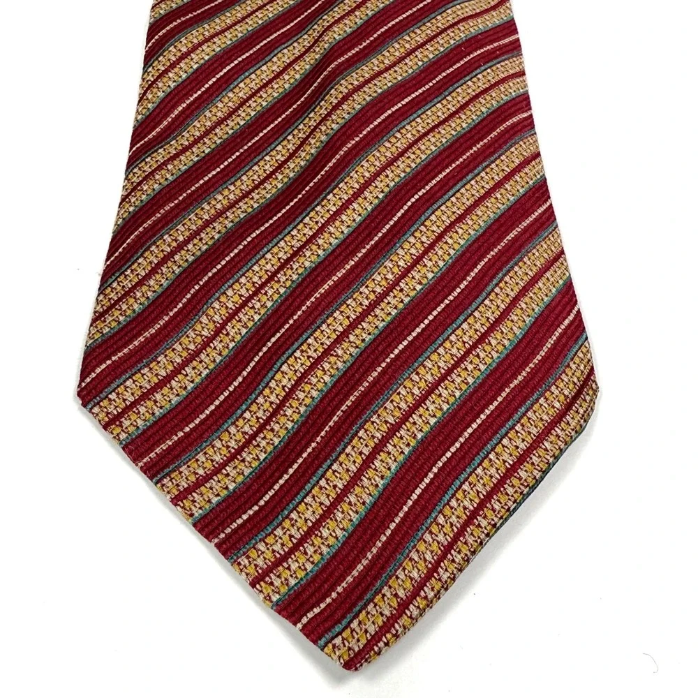 Giorgio‎ Armani Cravatte Necktie Burgundy Striped Italy Designer Men's